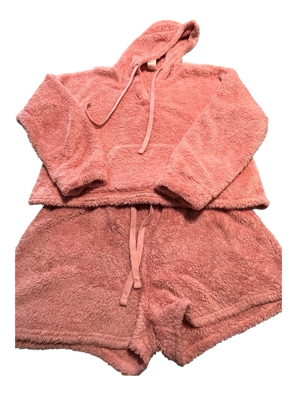 No Boundaries Plush Hooded Pajama Set - Coral Pink